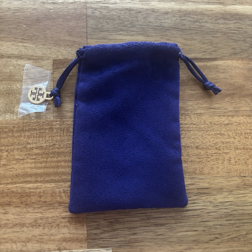 Tory Burch Purple M Jewelry Pouch Drawstring Logo Charm Dust Bag NEW